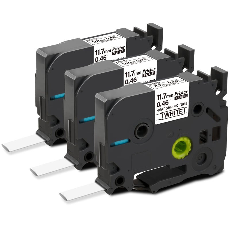 Pristar شريط ملصقات بريمستار متوافق بديل لخرطوشة أنبوب الانكماش الحراري Brother HSe-231 Hse231 11.7mm 0.46" أسود على أبيض لآلة الملصقات Brother PT-E300 PT-H300 PT-E500 PT-E550W PT-P750WVP PTE800W، عبوة 3 قطع - Image 1